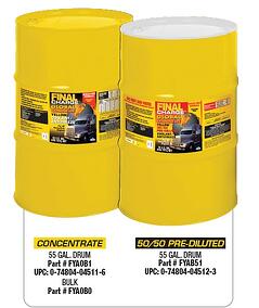 Large yellow barrels of Global Antifreeze