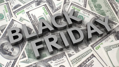image of dollars with text saying Black Friday over it 