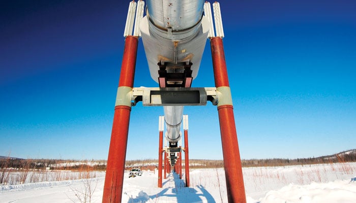 image of a pipeline from underneath