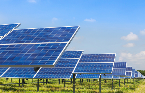 Solar panels image of solar panels on grassland