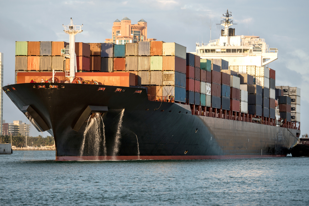 Maritime Vessel with Shipping Containers on the water 