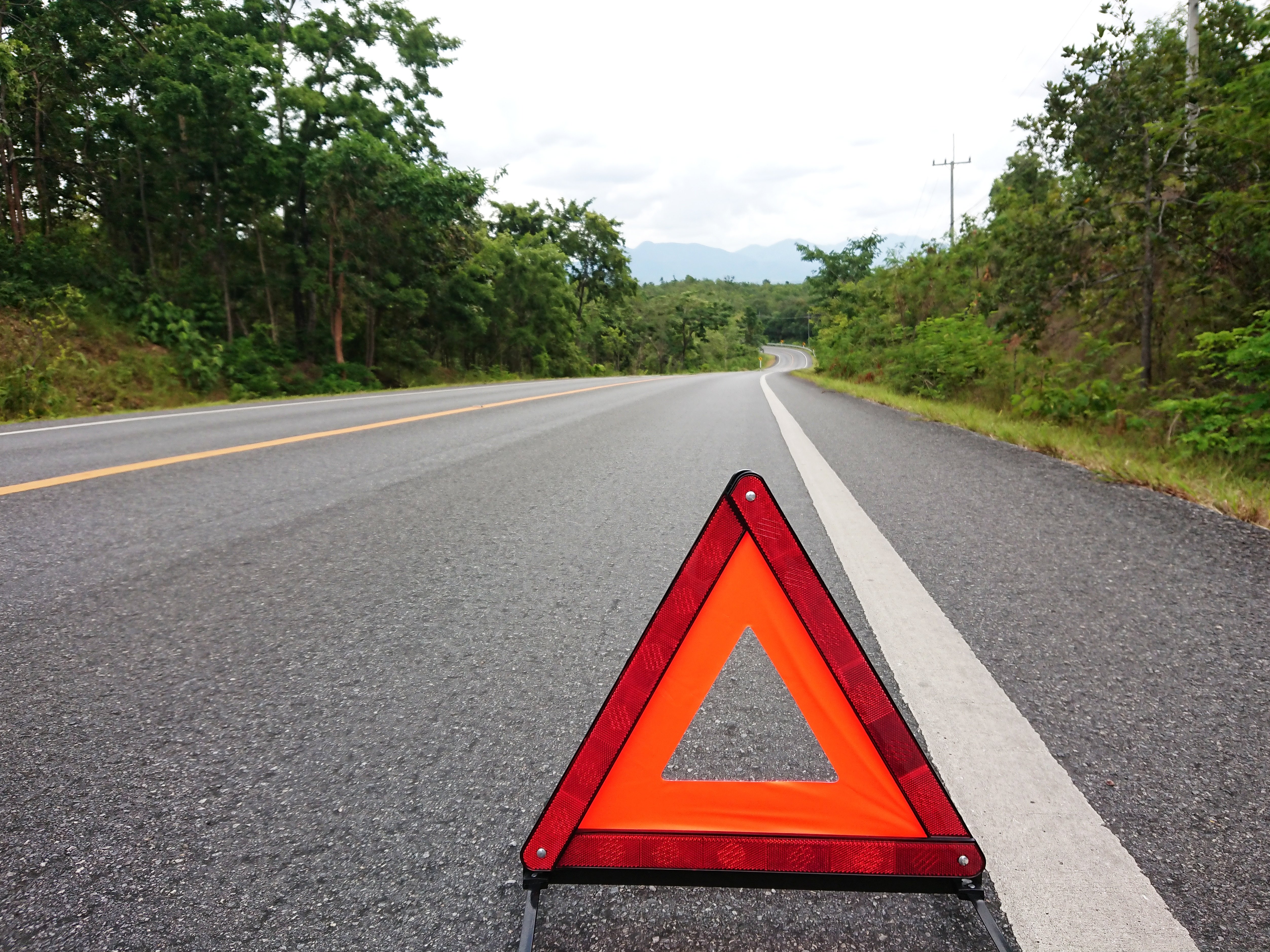 image of a safety triangle on a road